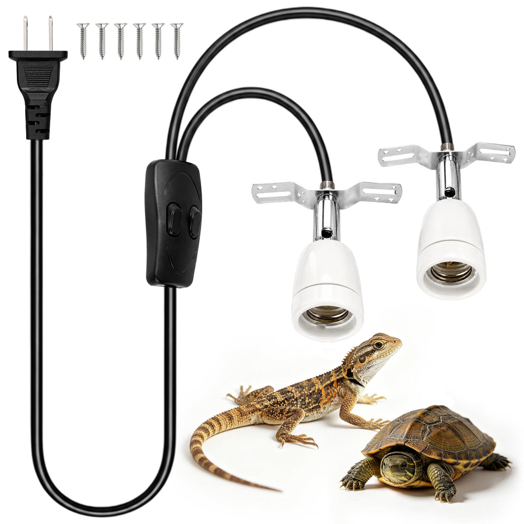 Reptile Ceramic Heat Lamp Socket, 300W E26, Dual Switch
