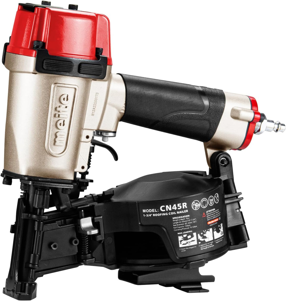 CN45R Roofing Nailer, Drives 15 Degree 7/8" to 1-3/4" Coil Roof Nails