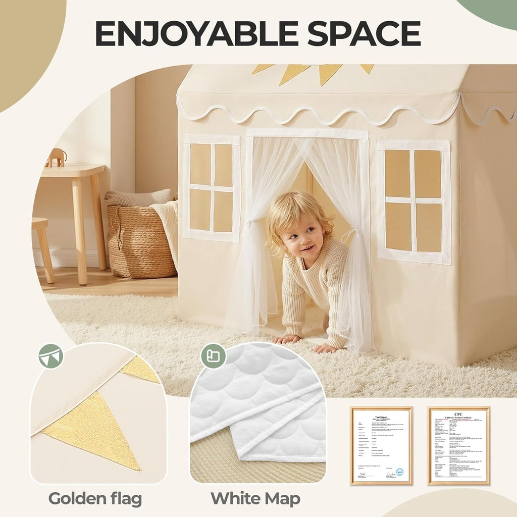 Kids Play Tent with Mat Princess Playhouse for Boy Girls, Toddler Tent Indoor for Kid Birthday Gift Toy, Play House