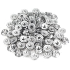 HELIFOUNER 100 Pieces 1/4”-20 Flange Nuts, Serrated Flange Hex Lock Nuts Assortment Kit, 304 Stainless Steel (18-8), Bright Finish, Coarse Thread