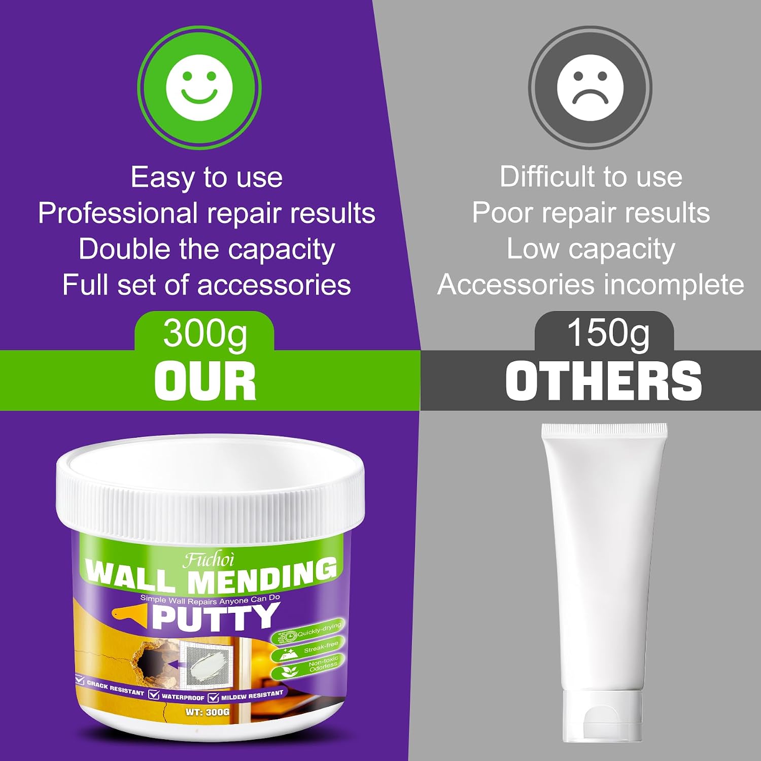 Drywall Repair Kit, 10.5oz Wall Spackle Paste,Drywall Hole Patch Repair Kit | For filling nail holes and crack on