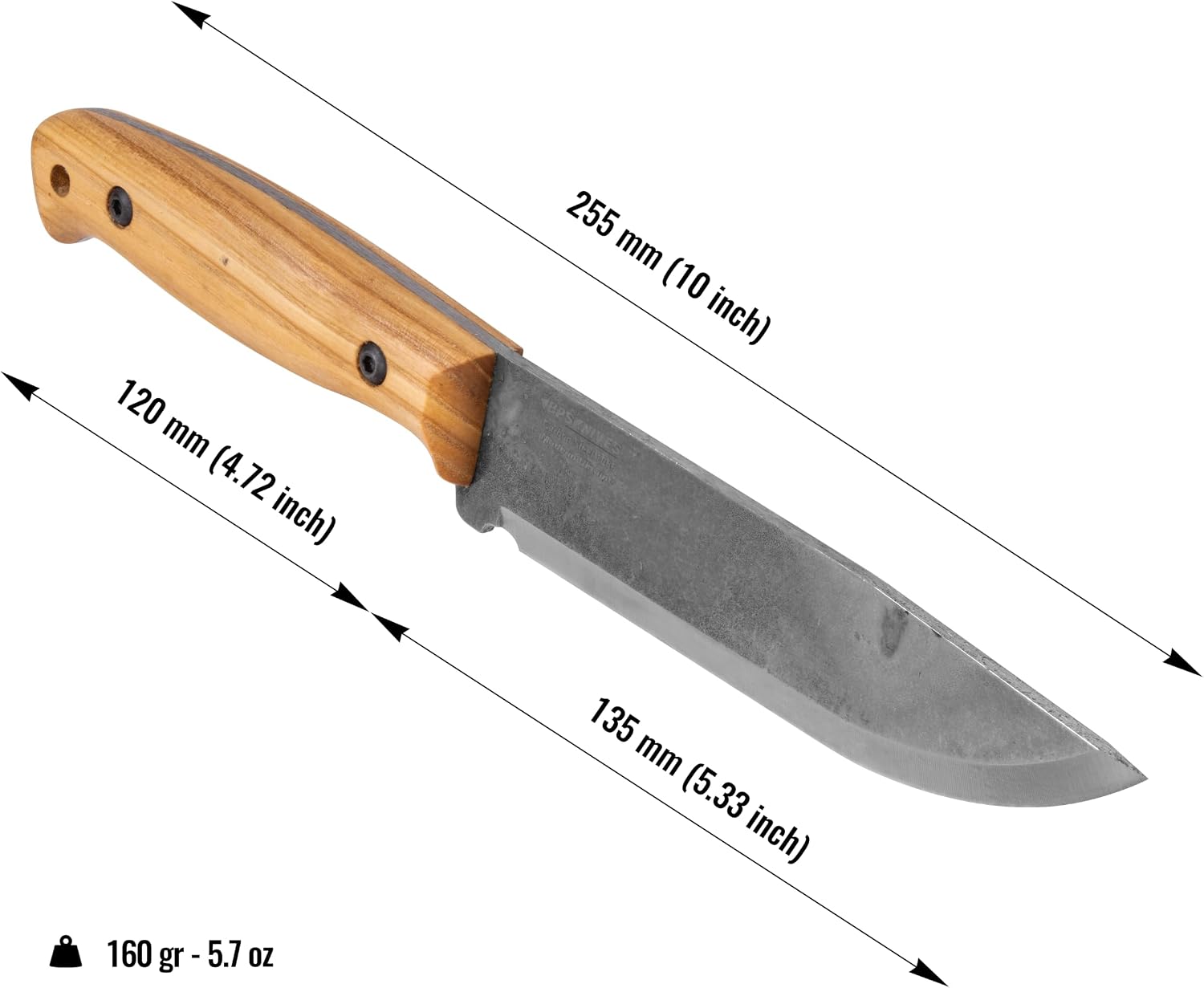 Adventurer Basic - Fixed-Blade Carbon Steel Bushcraft Knife with Leather Sheath - Camping Knives - Outdoor Full Tang