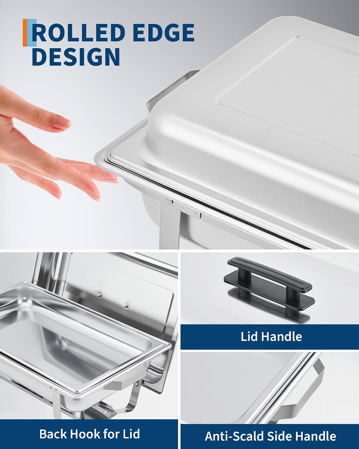 Chafing Dishes for Buffet 2 Pack, 8QT Buffet Servers & Warmers Set