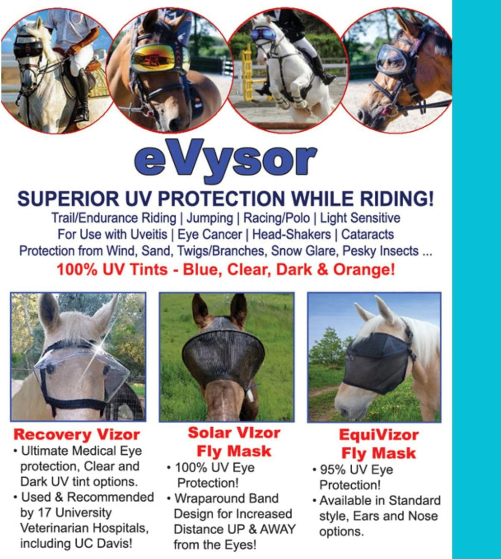 EquiVizor 95% UV Eye Protection (XL) Horse Fly Mask with Ears/Nose. Helps with Uveitis, Corneal Ulcer, Light