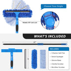 Professional 69'' Window Squeegee Cleaner Tool with Extension Pole, 2-in-1 Squeegee for Window Cleaning Kit with