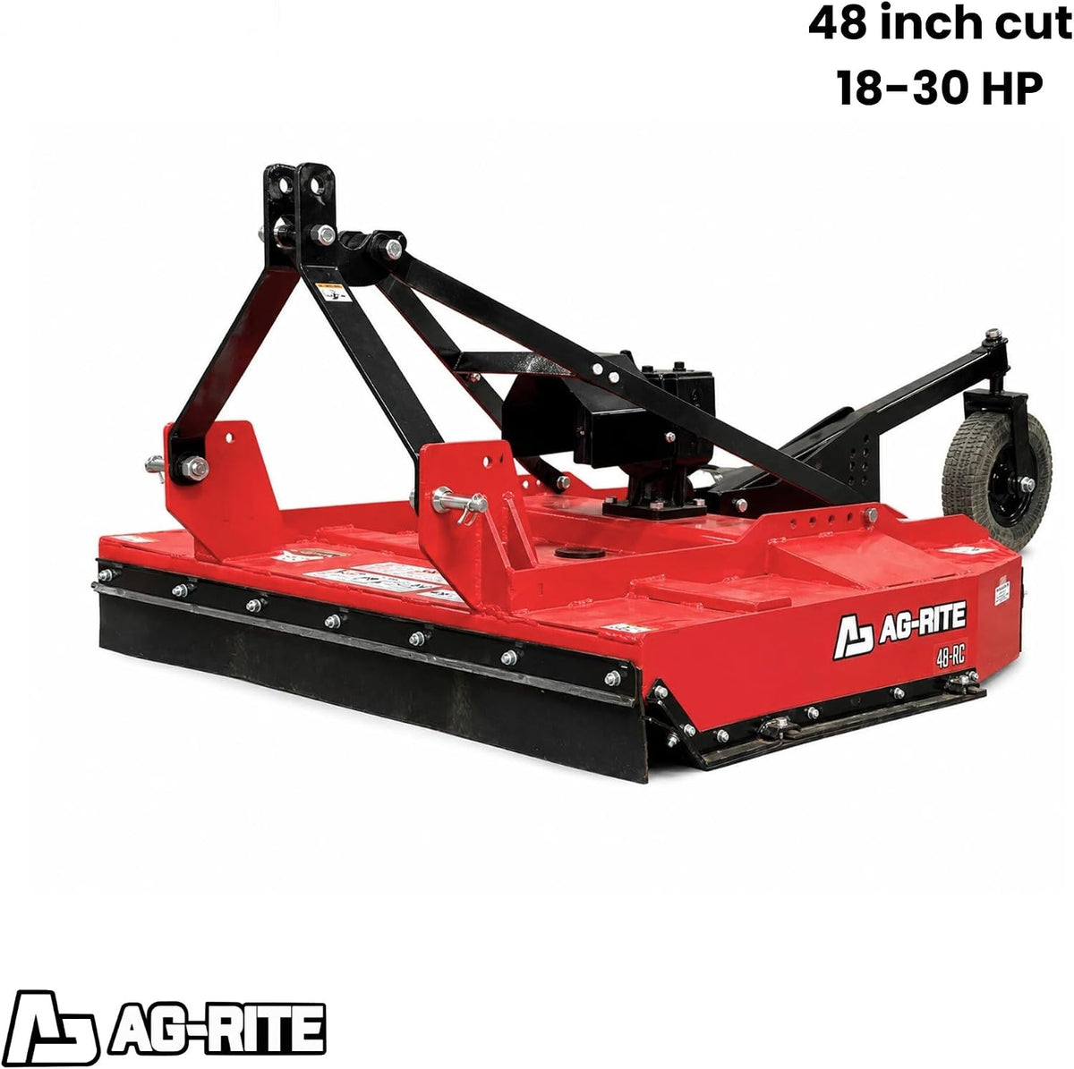48 Inch Brush Hog Tractor Rotary Cutter - No PTO, Fits 22-50 HP | Heavy Duty 3 Point Rotary Mower, 6 Gauge Steel