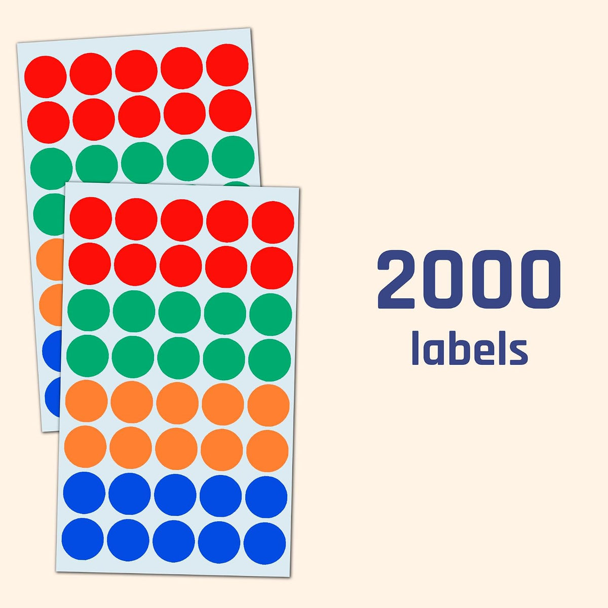 2000 Pieces, 3/4" - Colored Dot Stickers, Garage Sale Labels - 4 Colors