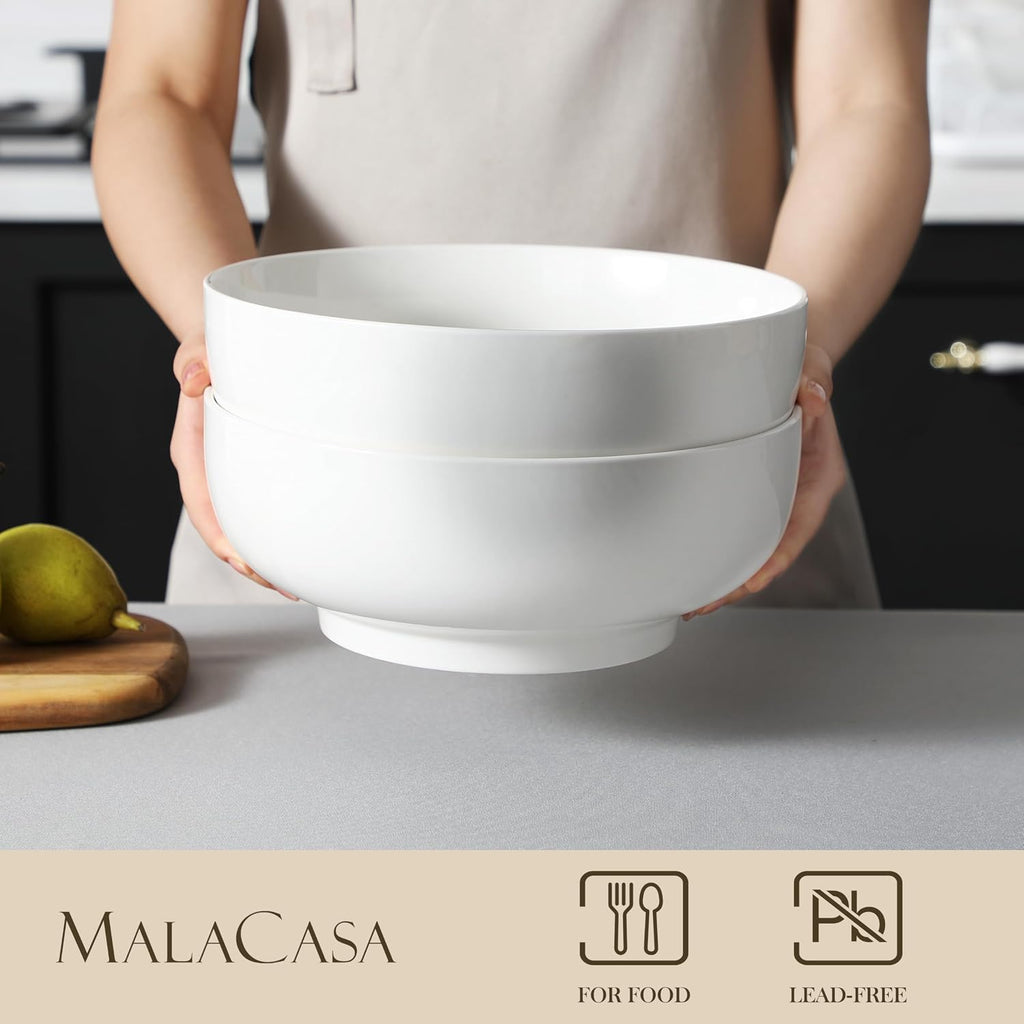 Large Serving Bowls, 114 OZ(10") Ceramic Salad Bowls Set of 2