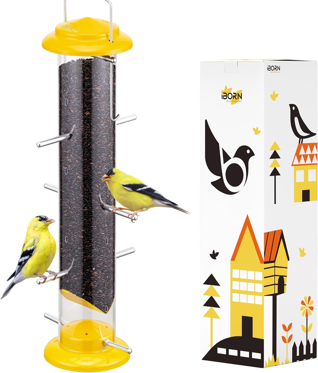 Finch Feeders for Outside,Nyjer/Thistle Bird Feeder,15 Inch Tube Bird Feeders for Outdoors Hanging,Metal Finch