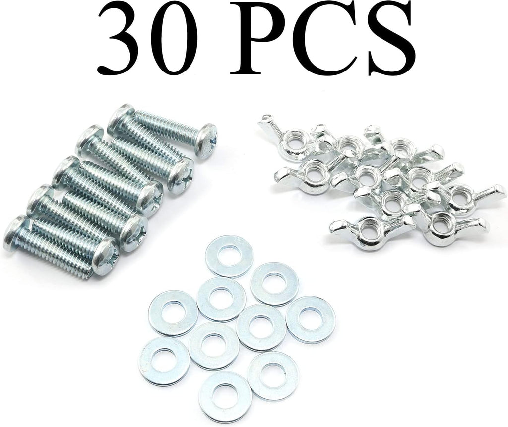 10Sets Screw Bolts with Wing Nut Zinc Plated Carbon Steel Mounting Hardware Fitting Fastenings:1/4"-20 Hand Tighten
