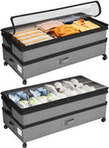 Under Bed Storage with Wheels 2Pack Height-adjustable Under Bed Storage Containers,Under Bed Shoe Storage Organizer