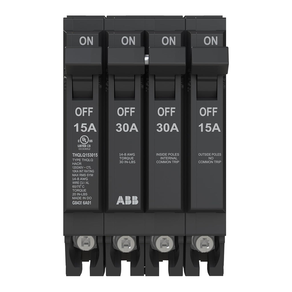 ABB Q-Line THQLQ153015 • Quad Circuit Breaker • 120/240 VAC