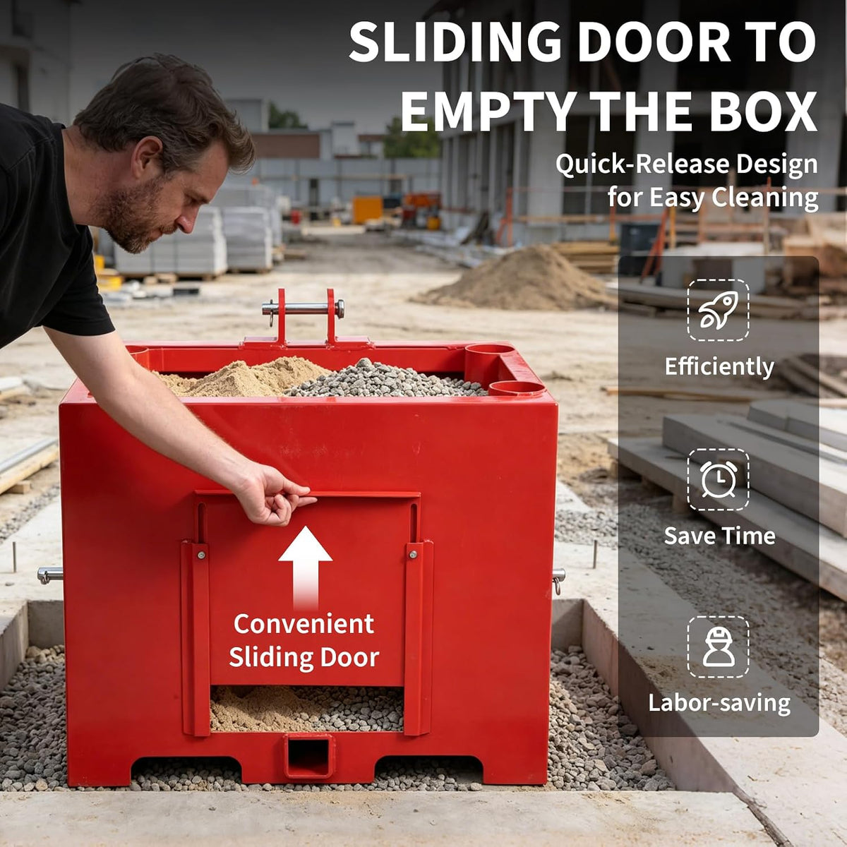Ballast Box for Tractors with 800 LB Load Capacity and 5 Cu.ft Heavy Duty Steel Ballast Fits Category 1 Three Point