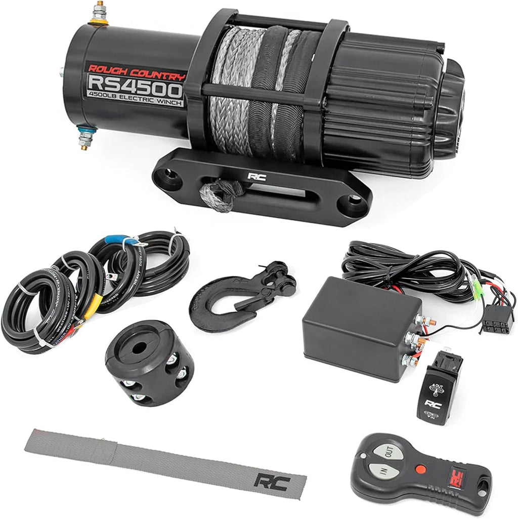 4,500 LB UTV/ATV Winch - ProSeries 1.4HP Electric Winch with 50 Ft Synthetic Rope, Remote, Waterproof 12V Off-Road