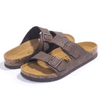 Mens Sandals,Arch Support Slides Adjustable Buckles Cork Footbed