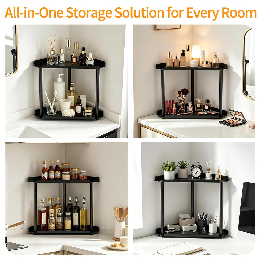 2 Tier Bathroom Counter Organizer, Vanity Organizer Corner Shelf