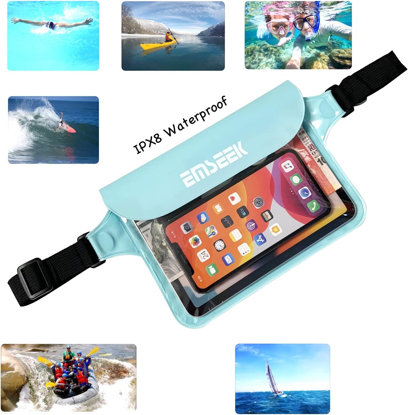Waterproof Waist Pouch Dry Belt Bag Fanny Pack Keep Your Key Fob Wallet Kindle Phone Dry Perfect For Swim Surf