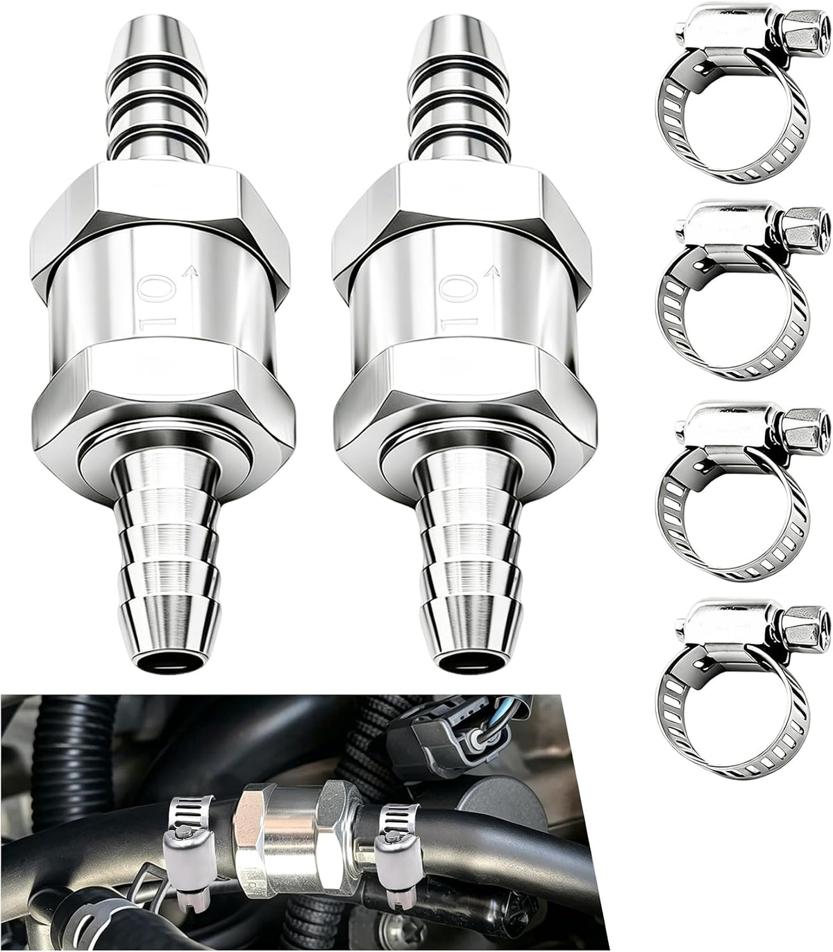 Fuel Check Valve, 25/64"10mm Aluminum Alloy Control Accessory, 1SET