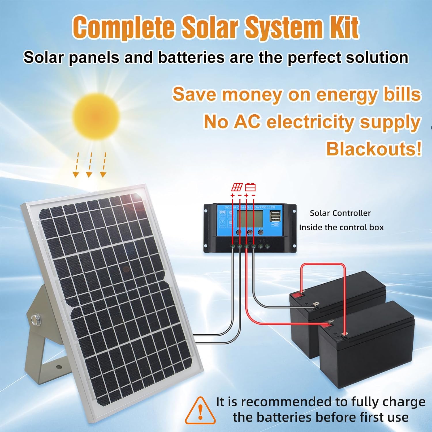 C01 Solar Gate Opener with Batteries & Solar Panel for Single Swing Gates Up to 440lb 12FT Automatic Gate Openers