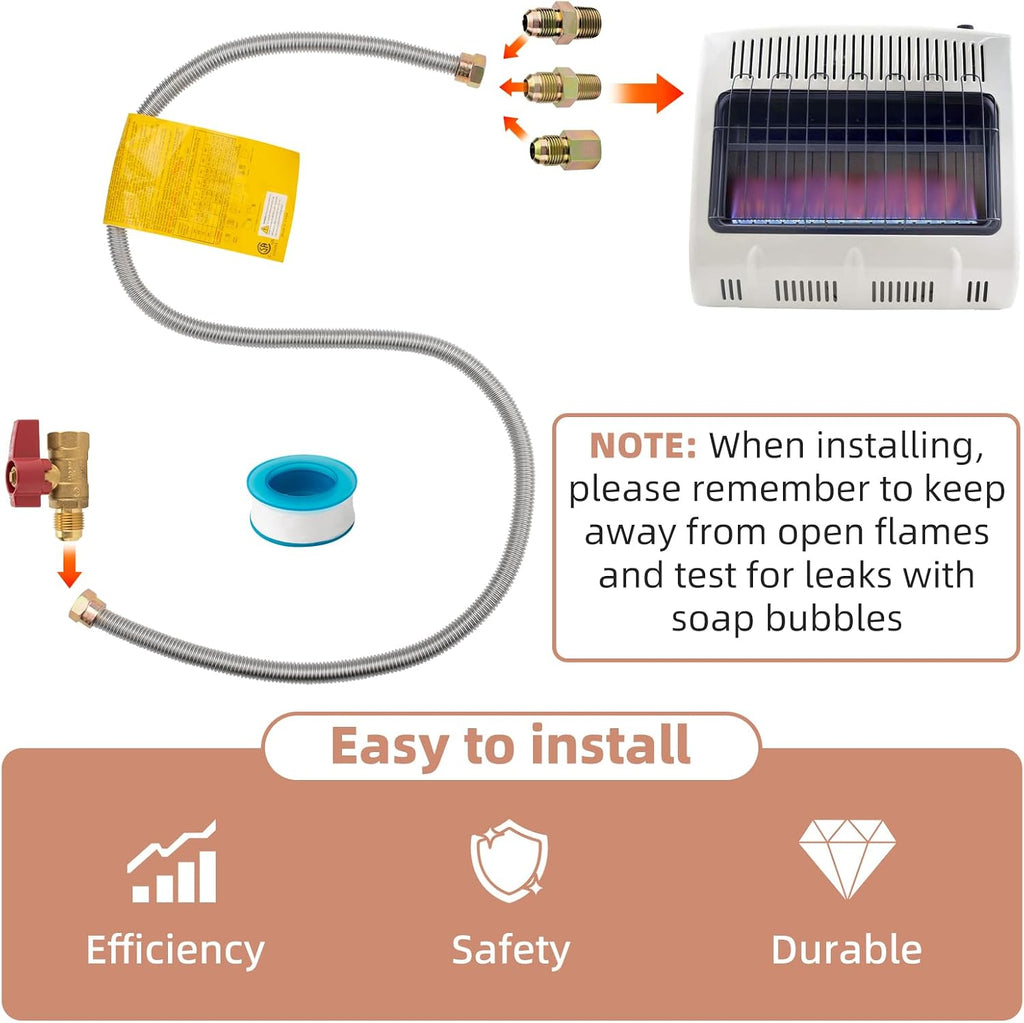 46'' One-Stop Universal Gas-Appliance Hook-Up Kit With A Shut-Off Valve
