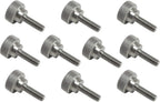 10 Pack 1/4-20 x 3/4 Inch Threads 303 Stainless Steel Diamond Knurled Thumb Screws Knobs with Straight Shoulders Right-Hand Threads SAE Flat Tip Uncoated