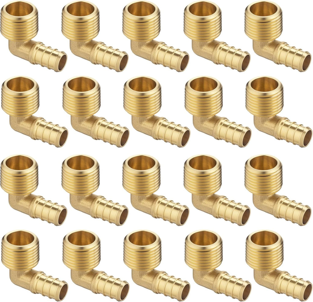 (20 Pack) Asterbacks 1/2 PEX to 1/2 NPT Male Thread Elbow for PEX-A/B/C Pipe