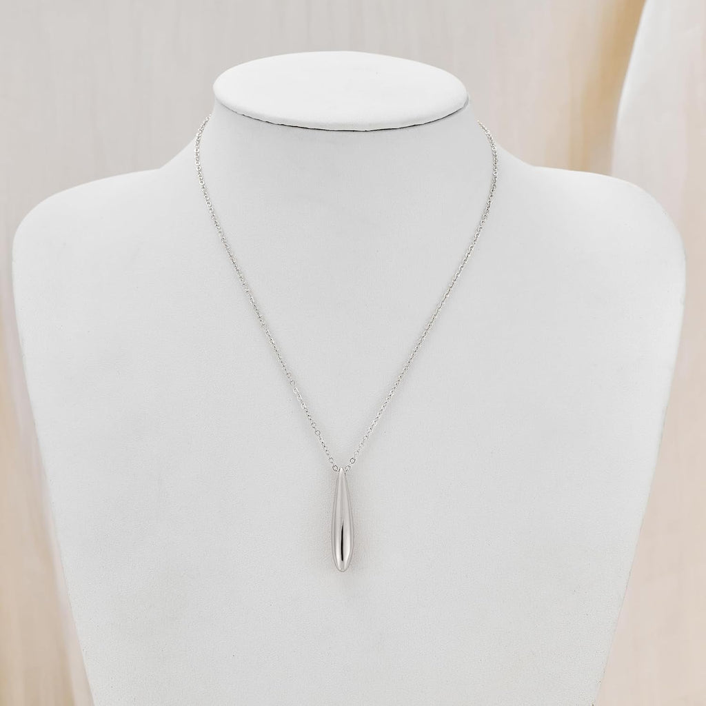 Gold Silver Pendant Necklace Women Dainty Cute Jewelry Long Tear Simple Necklaces