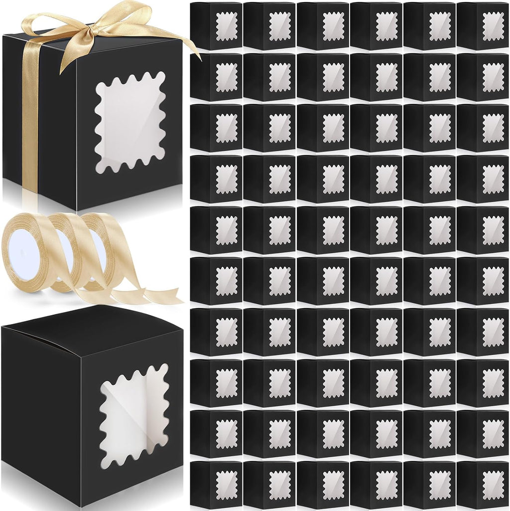 100 Pcs Mug Gift Box with Window Bulk, Coffee Mug Gift Box, Black