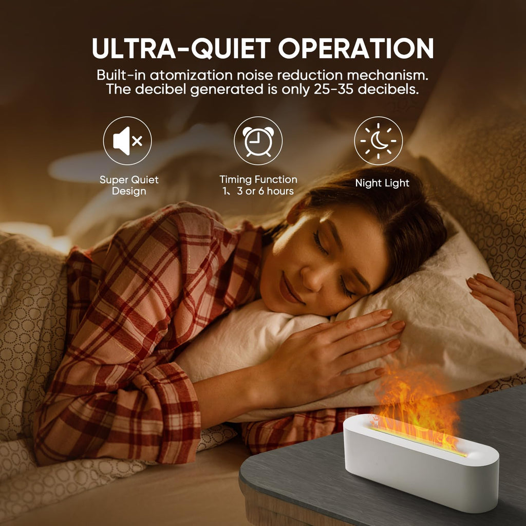 Essential Oil Diffuser, Fireplace Flame Fire Oil Diffuser, 150ml Ultrasonic Cool Mist Aromatherapy Humidifier, Scent