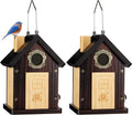 2 Pack Blue Bird Houses for Outside, Bird House Warming Gifts