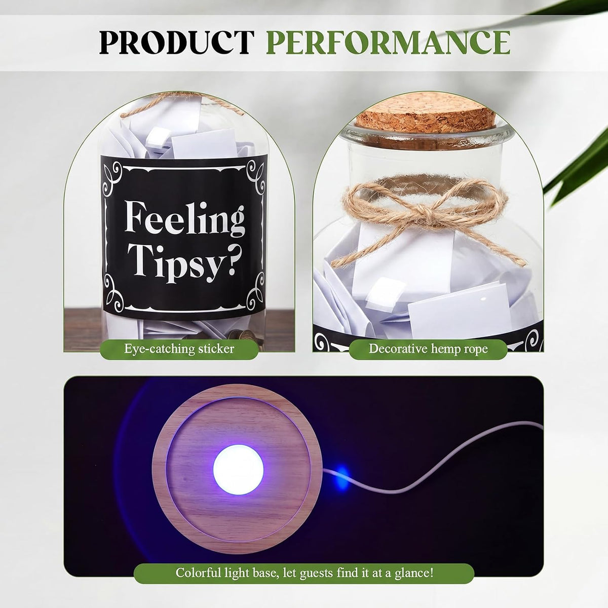 Light up Tip Jar for Money with Lid, Feeling Tipsy