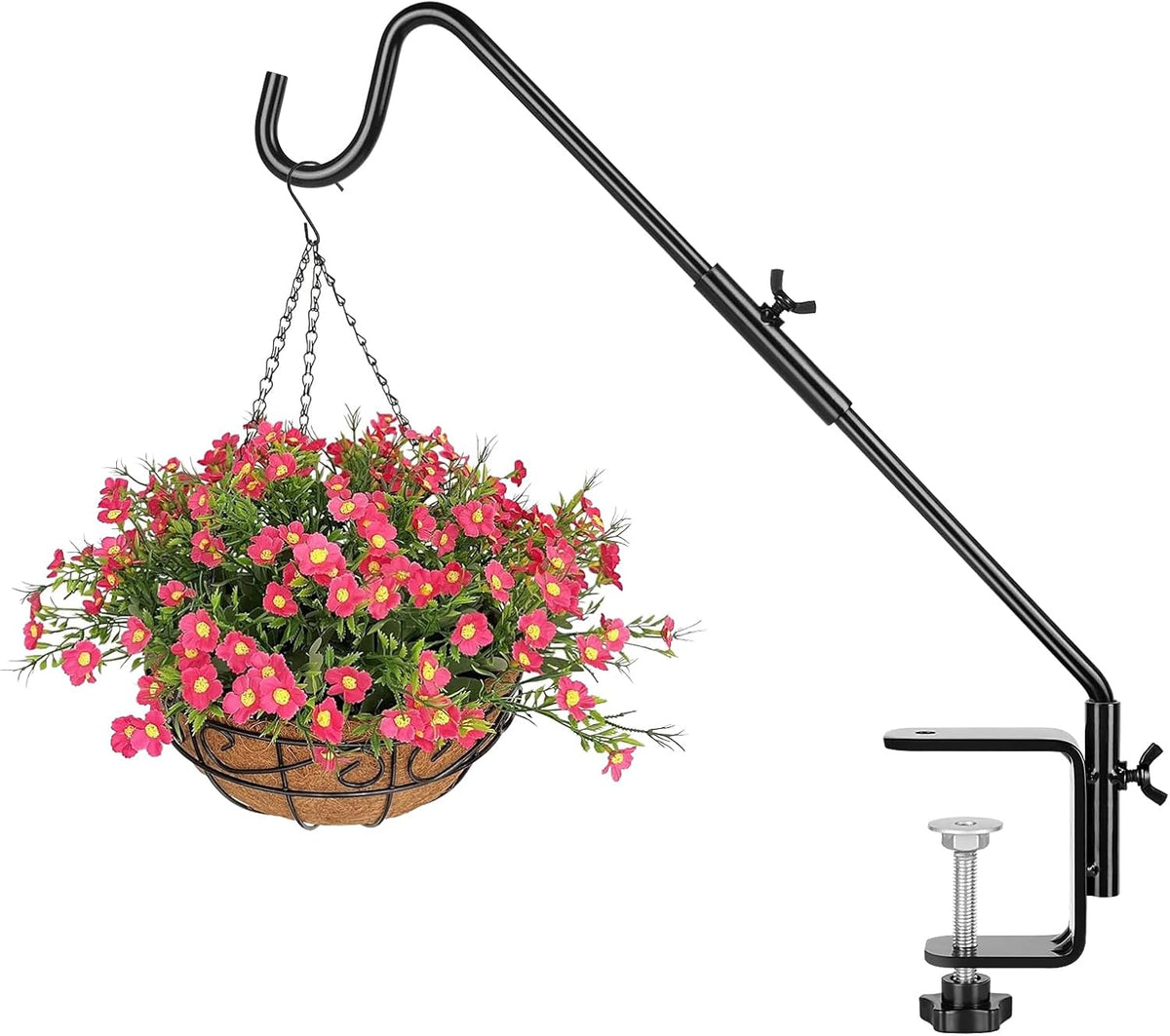 Deck Hook, 16 Inch Bird Feeder Hanger for Hummingbird Feeders, Black