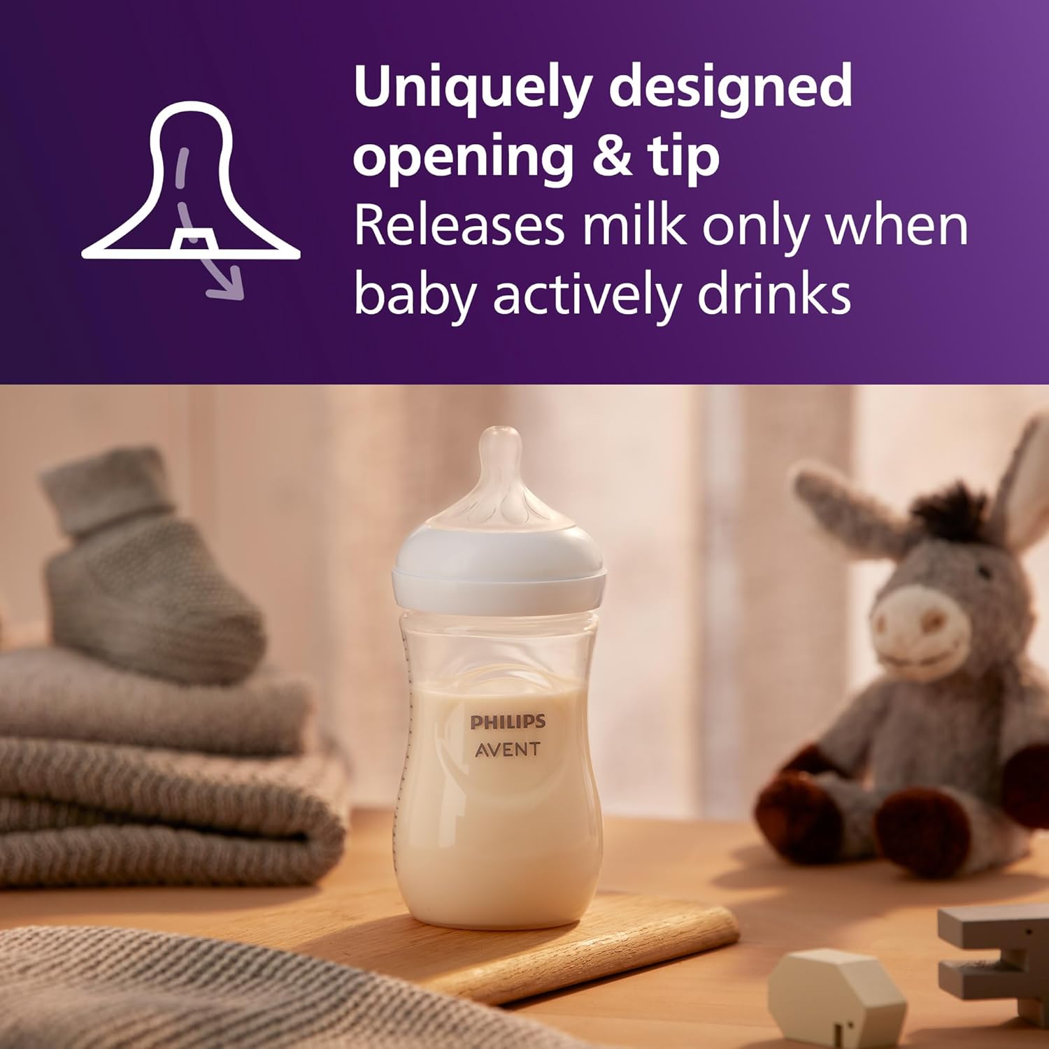 Natural Baby Bottles with Natural Response Nipples (Medium Flow, Flow 3), with Seahorse and Starfish Design, 9oz
