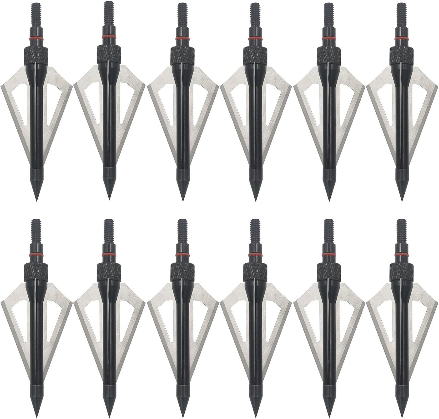 Hunting Broadheads 12PK 100 Grains Screw-in Arrow Archery 3 Blades Hunting Heads Arrow Tips Compatible with Crossbow