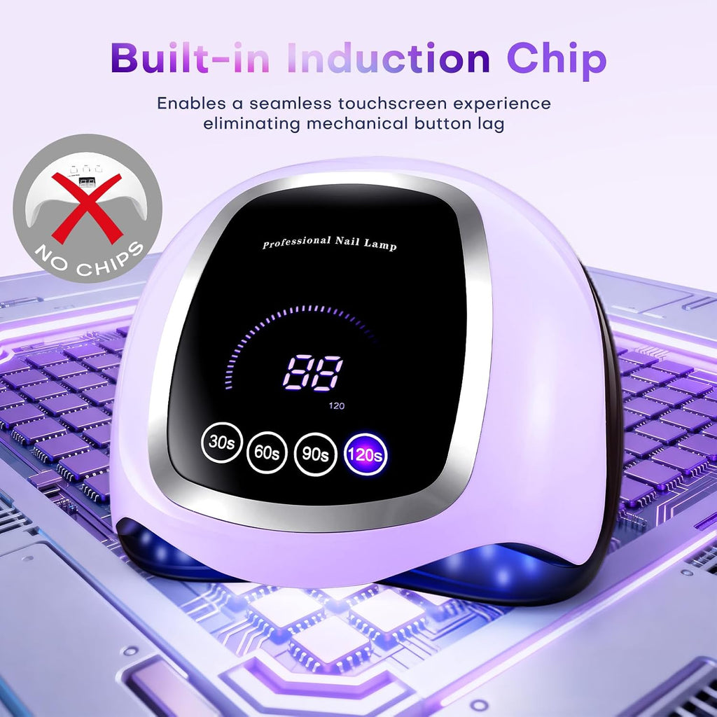 UV Nail Lamp, 180W LED Nail Dryer for Gel Polish, Touch Screen, 42 Beads | Auto Sensor Curing Light with LCD Display