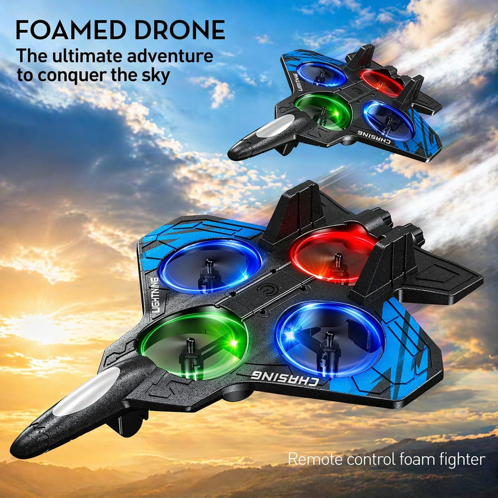 RC Plane for Kids & Adults, Remote Control Airplane Fighter Jet, 3 Batteries, Easy to Fly Foam RC Aircraft with LED