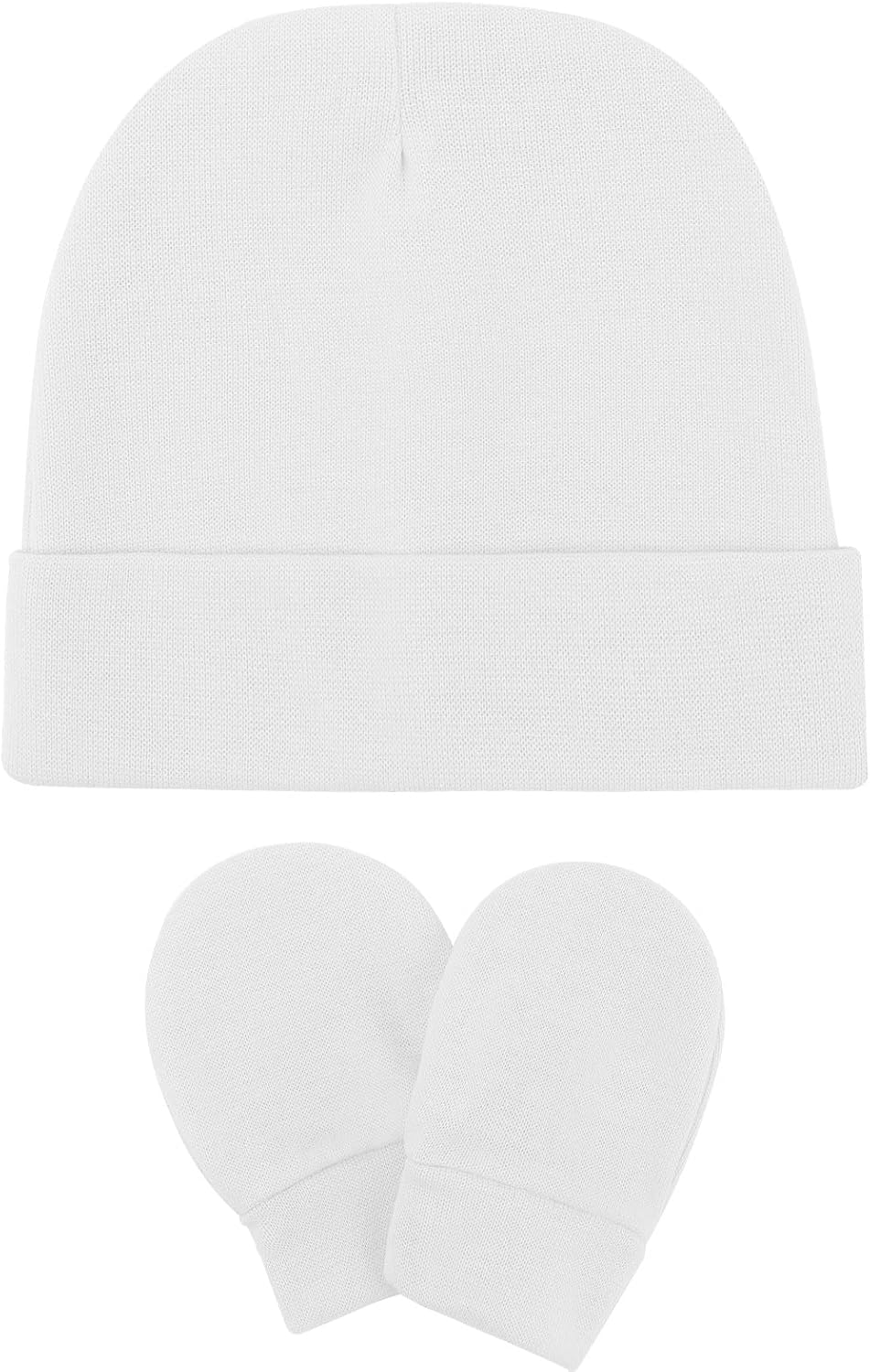 Newborn Baby Hats and Mittens Set Infant Beanie Cap Toddler Gloves Newborn Hospital Hats for Baby Boys Girls Kid 0-6
