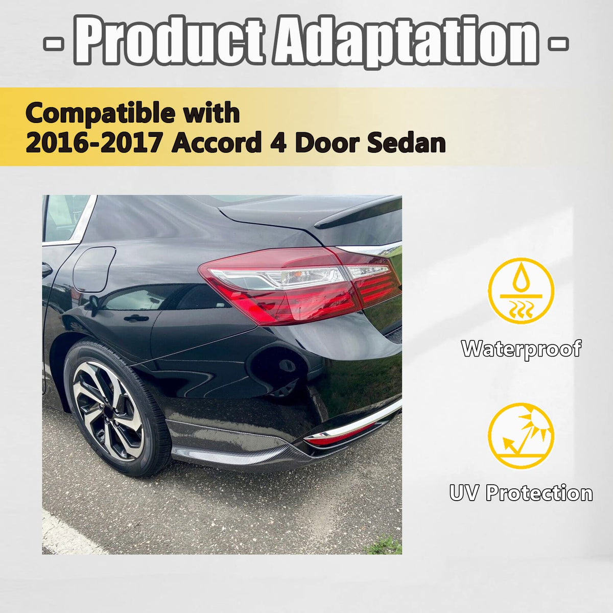 KUAFU Bumper Lip Underbody Spoiler Splitter Compatible with Accord 4 Door