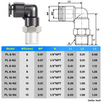 TAILONZ 10mm x 3/8" NPT Push to Connect Elbow Fitting 2pcs