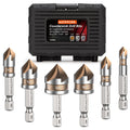 Matework 6Pcs Countersink Drill Bit Set, M2 Cobalt HSS 1/4" Hex Shank