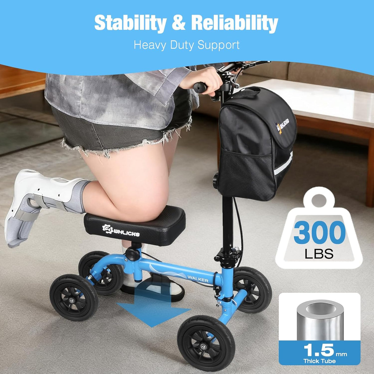 Foldable All Terrain Knee Scooter for Adults for Foot Injuries