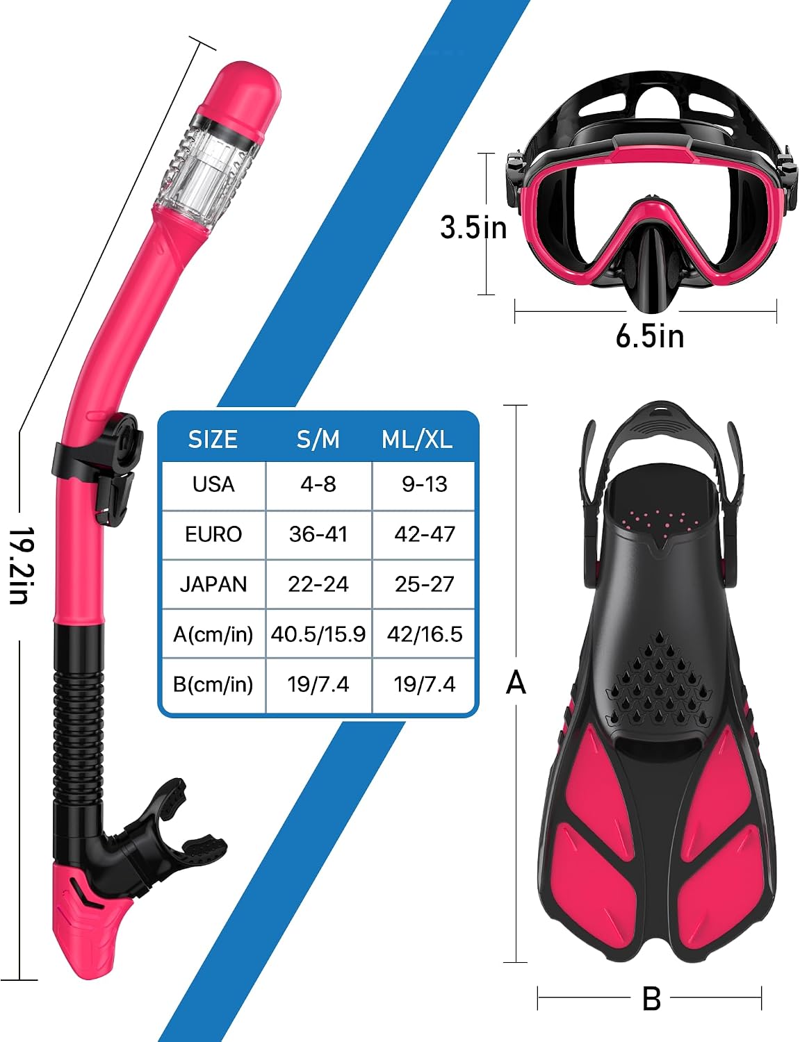 Snorkeling Gear for Adults Men Women,4 in 1 Snorkel Set with Panoramic View Diving Mask Anti-Fog Anti-Leak,Dry Top