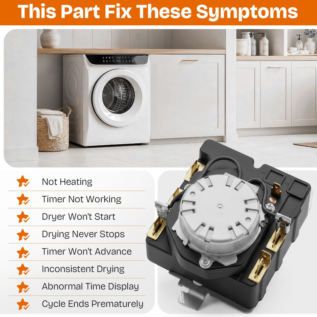 for Hotpoint HTX26EASW0WW Dryer Timer Replacement