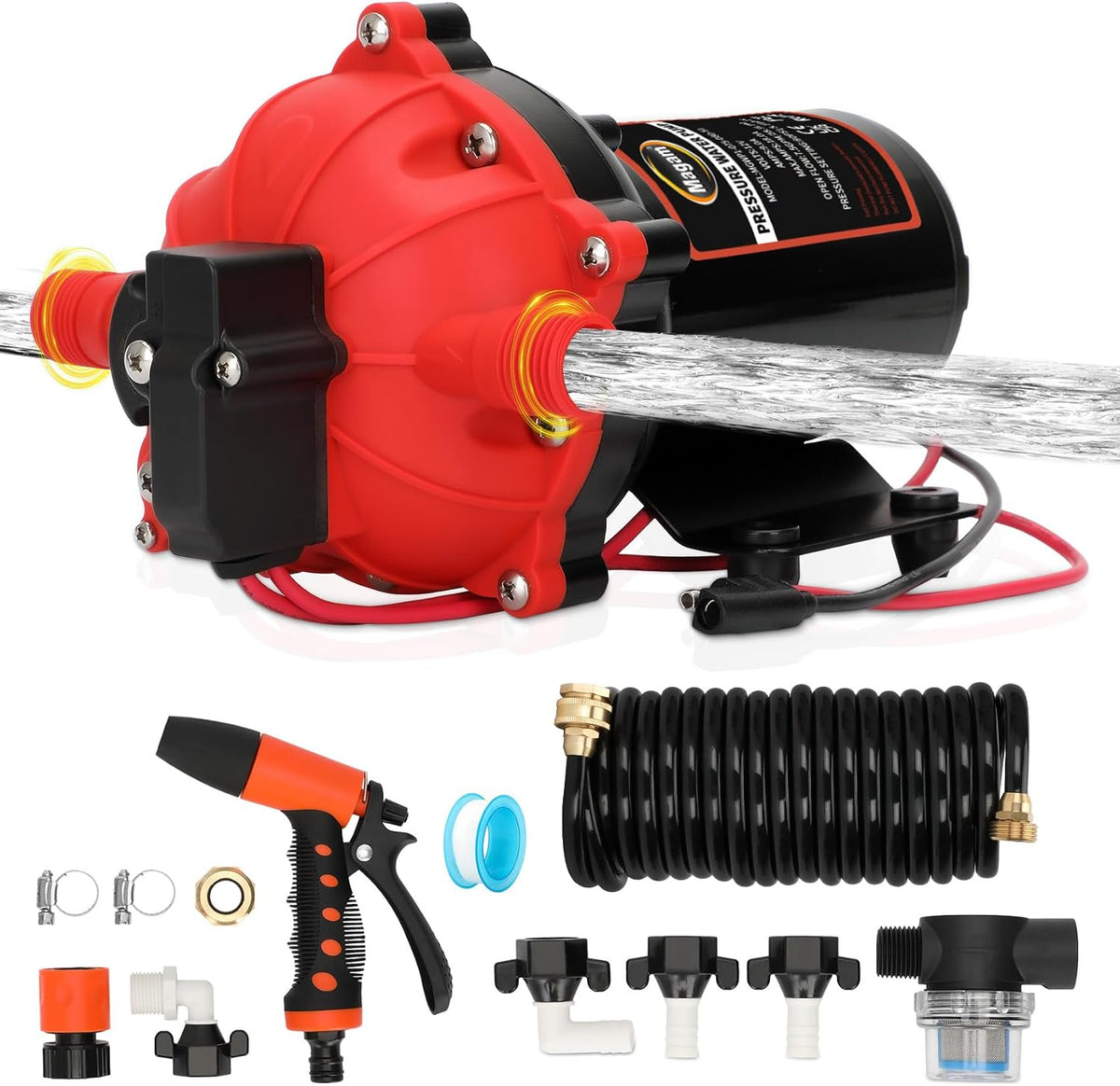 12V Washdown Pump Kit with 7.5 GPM & 80 PSI for Boats, RVs