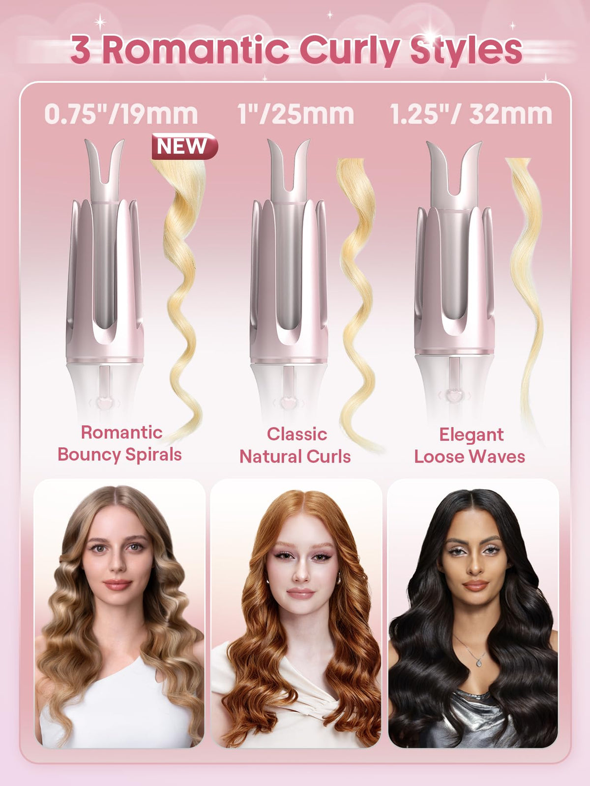 Automatic Curling Iron (Pink, 1.25 inch)