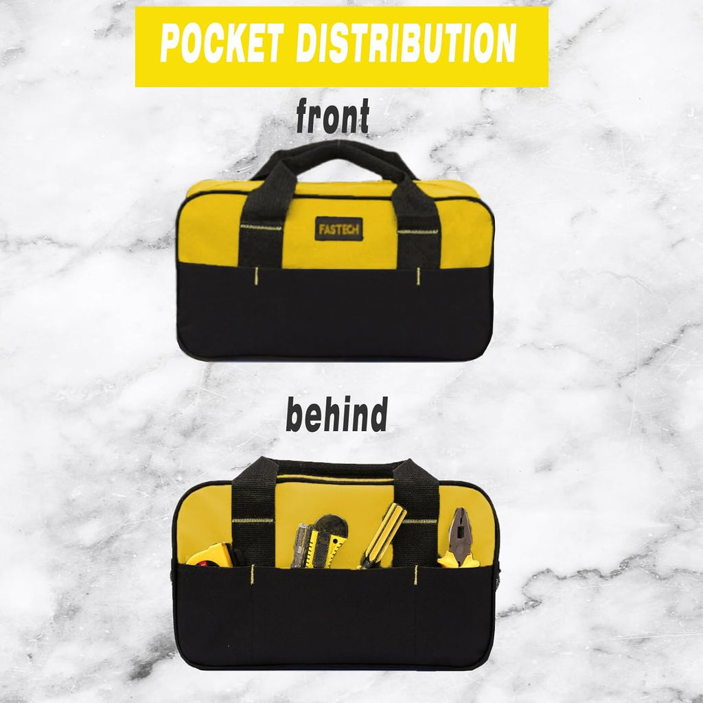 14 Inch Zipper Tool Bag, Small Wide Mouth Tool Tote Bag, Waterproof Tool Organizer Tote, Soft Handle Carrying Toolbag