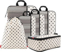 6 Set Compression Packing Cubes, Travel Organizers (Polka Dot) | Space-Saving & Drawstring Bag Included