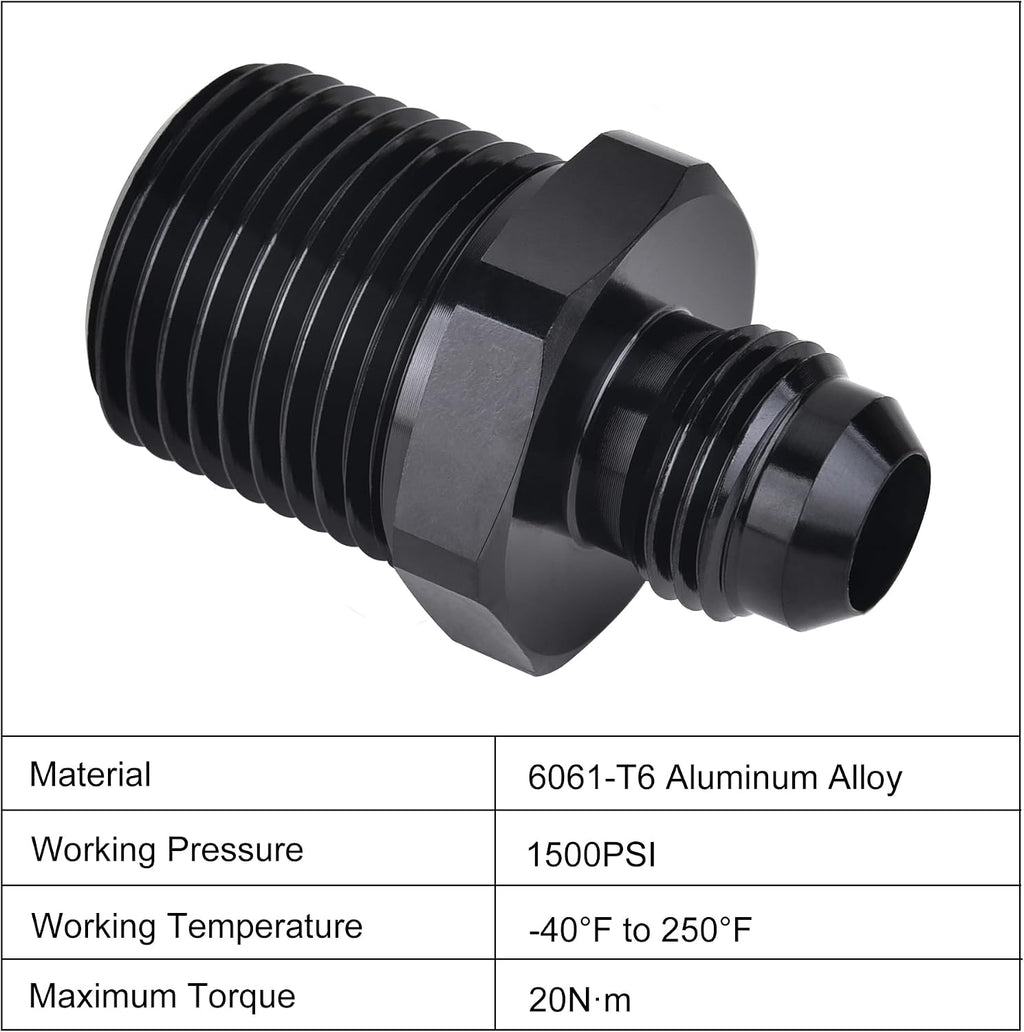 EVIL ENERGY 6AN Male Flare to 1/2" NPT Pipe Fitting Adapter Straight 2PCS
