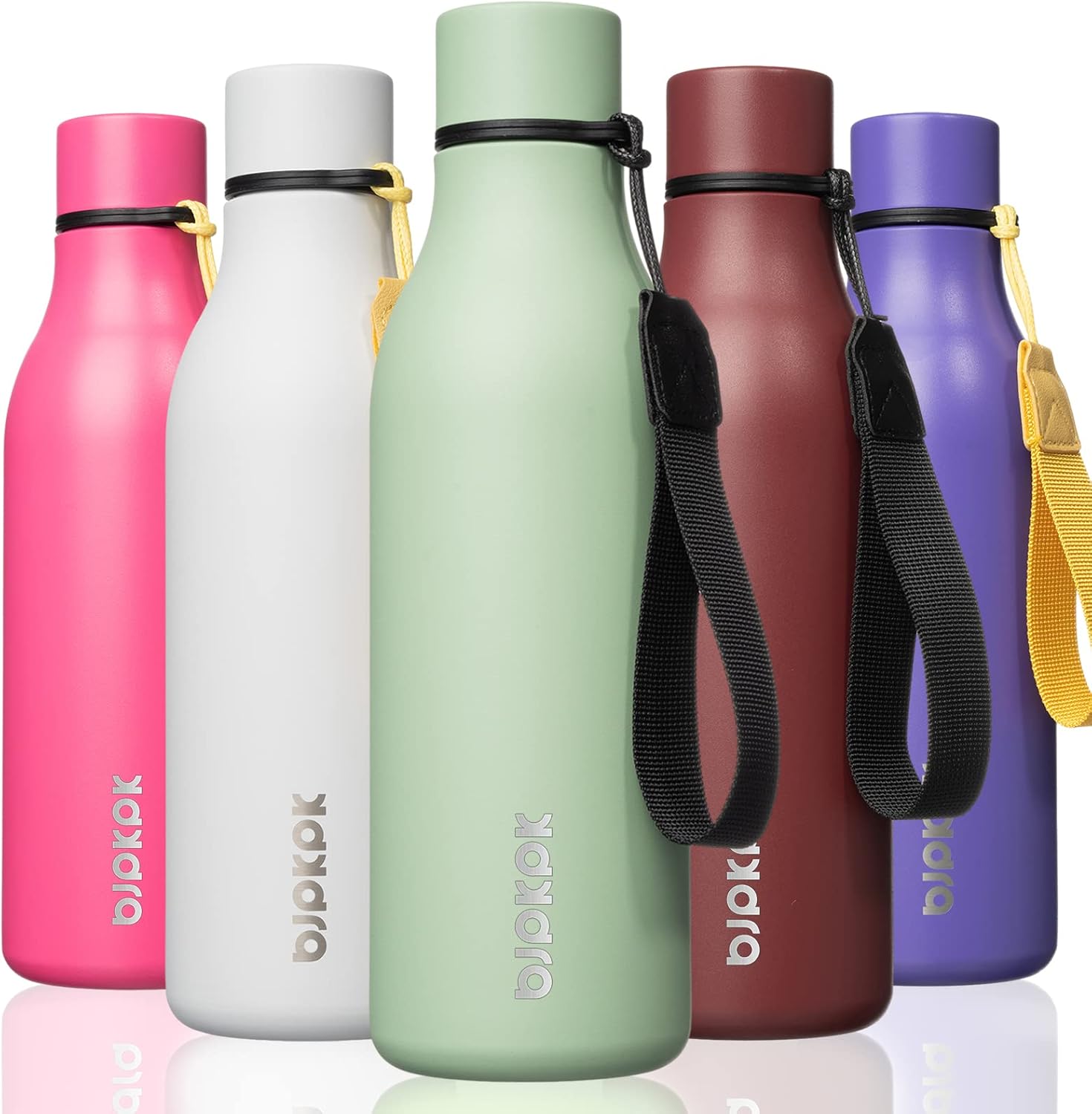 18oz Insulated Water Bottle, Stainless Steel Bottle with Carry Strap | Keep Cold & Hot Vacuum Insulation, Leak-Proof