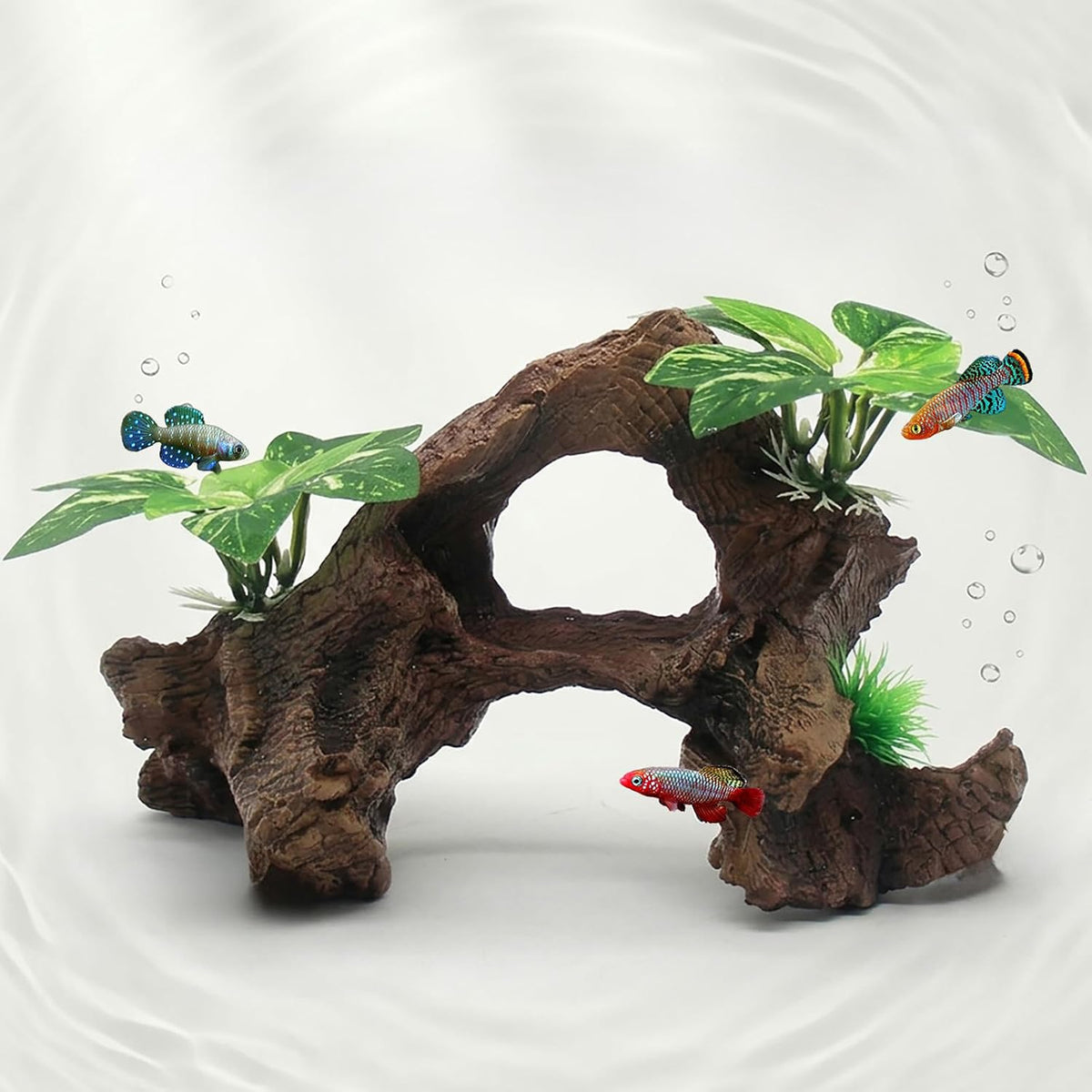 Fish Tank Decorations Artifical Driftwood Cave Aquarium Decoration Ornaments Silk Aquarium Plants for Betta Fish Tank